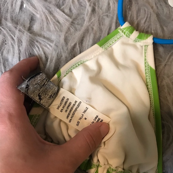 Lime Green Zebra Print Bikini Size Medium - Picture 6 of 7